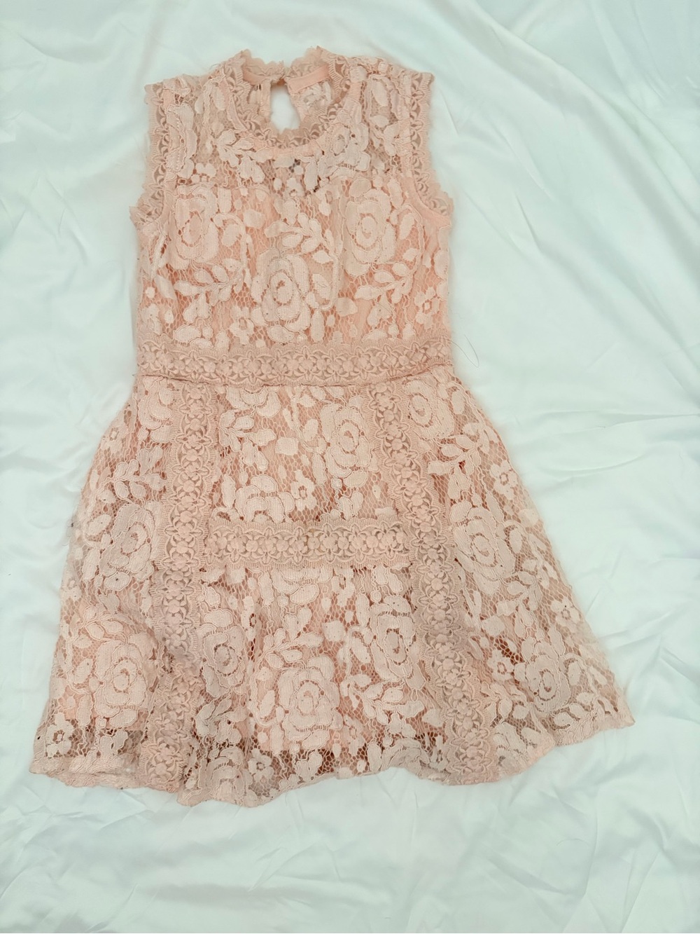 Beautees Pink Lace Floral Sleeveless Dress